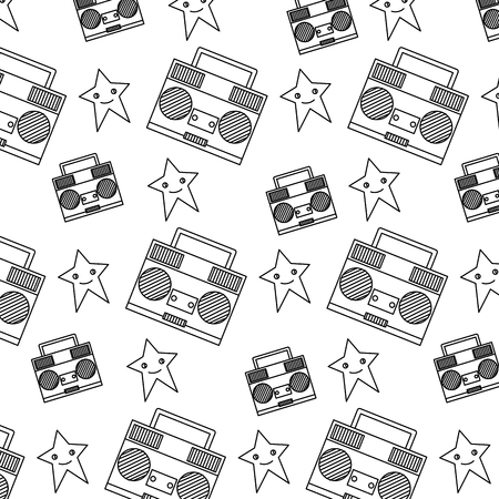 line radio object technology with star character background vector illustrationのイラスト素材