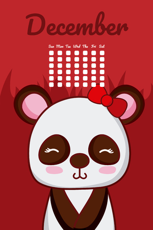 Panda bear cute calendar designのイラスト素材