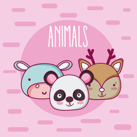 Cute animals friends cartoonのイラスト素材
