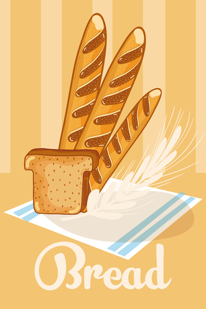 Fresh and delicious wheat breadsのイラスト素材