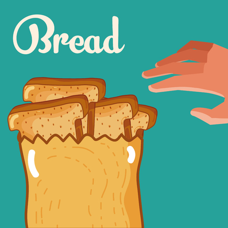 Hand grabbing delicious breadsのイラスト素材