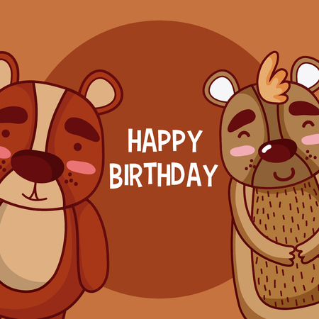 Cute happy birthday cardのイラスト素材