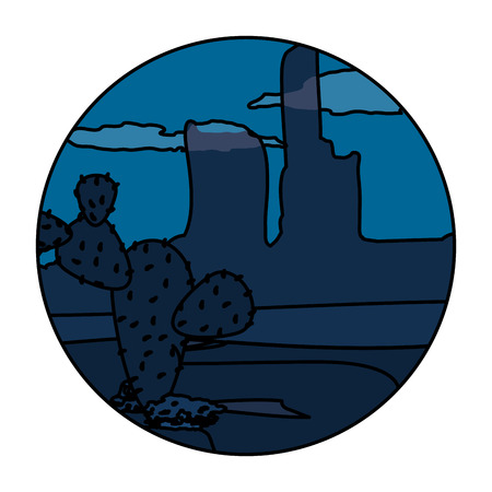 color desert canyon with cactus plant landscape vector illustrationのイラスト素材