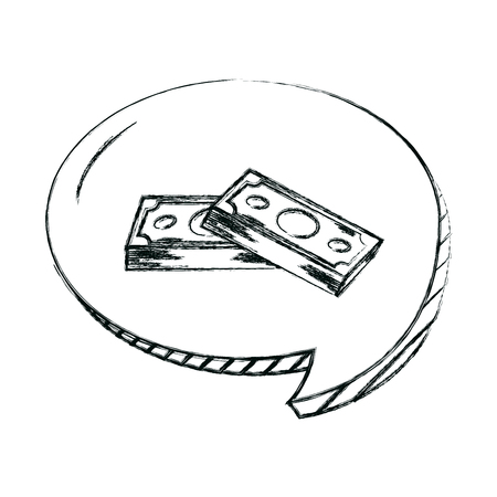 grunge bills money inside chat bubble message vector illustrationのイラスト素材