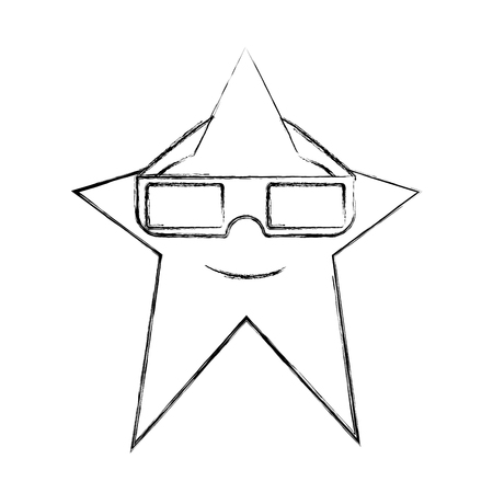 grunge star with 3d glasses styleのイラスト素材