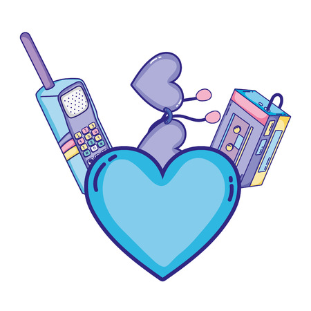 heart with   music player and telephone vector illustrationのイラスト素材