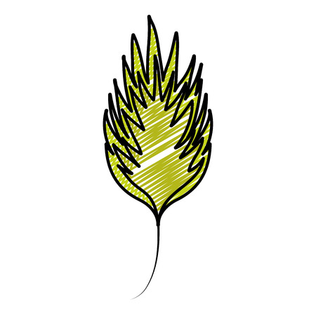 doodle tropical leaf natural exotic plant vector illustrationのイラスト素材