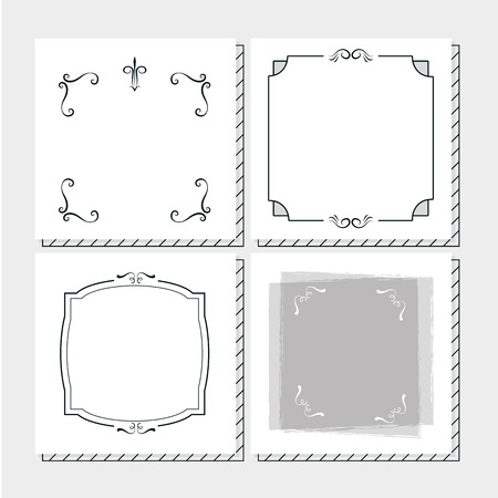 Set of frames hand draw in black and white colors vector illustration graphic designのイラスト素材