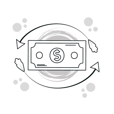 Hand draw money billet cartoons vector illustration graphic designのイラスト素材