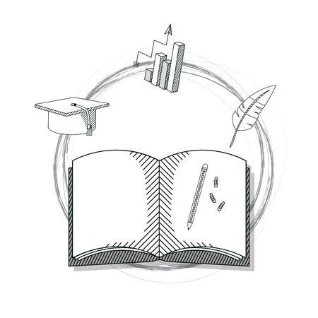 Hand draw education book cartoon vector illustration graphic designのイラスト素材