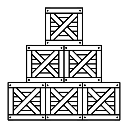 line delivery wood boxes packages products vector illustrationのイラスト素材