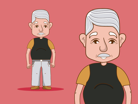 Cute and tender grandfather cartoon vector illustration graphic designのイラスト素材