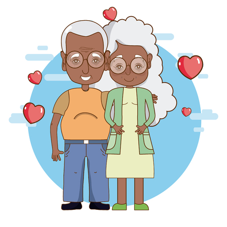 Cute grandparents romantic couple cartoon vector illustration graphic designのイラスト素材