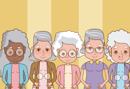 Group of cute grandparents cartoons vector illustration graphic designのイラスト素材