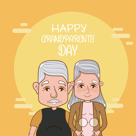Happy grandparents day card with cute couple cartoons vector illustration graphic designのイラスト素材