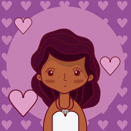 Beautiful wedding bride in love with hearts vector illustration graphic designのイラスト素材