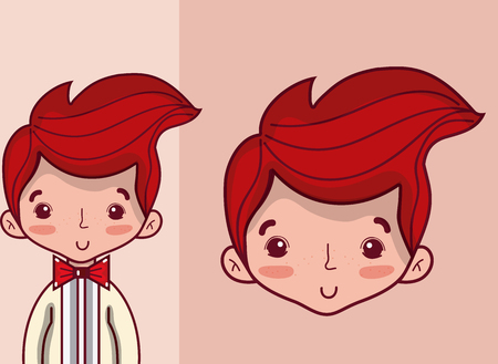 Cute wedding boyfriend profile cartoon vector illustration graphic designのイラスト素材