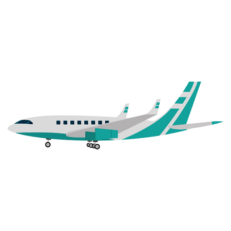 color side airplane travel transport with windows vector illustrationのイラスト素材