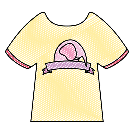doodle casual t-shirt with cookies and ribbon style vector illustrationのイラスト素材