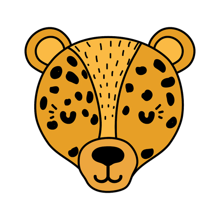 color adorable leopard head wild animal vector illustrationのイラスト素材