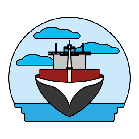 color front ship transport sea vehicleのイラスト素材