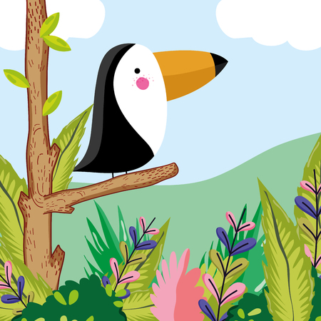 Cute tucan wildlife birdのイラスト素材