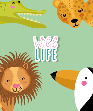 Wildlife cute animalsのイラスト素材