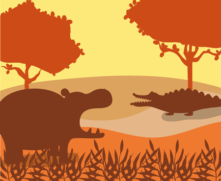 Cute wildlife animalsのイラスト素材