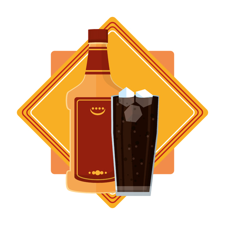 tequila bottle and port glass beverage emblemのイラスト素材