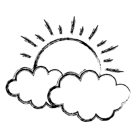 grunge nature sun weather and cute cloudsのイラスト素材