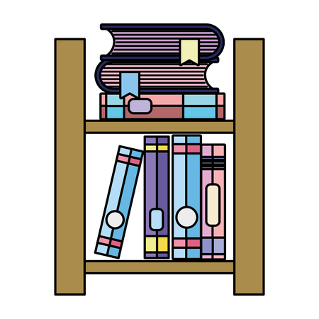 color close books object in the wood shelfのイラスト素材