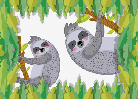 Cute wildlife animals cartoonsのイラスト素材