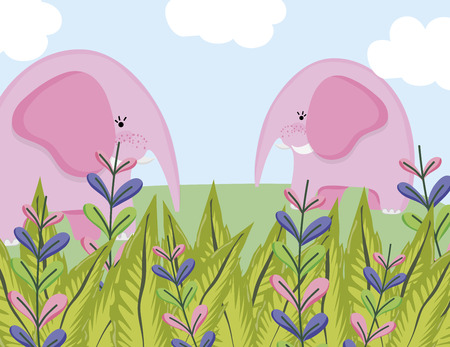 Cute wildlife animals cartoonsのイラスト素材