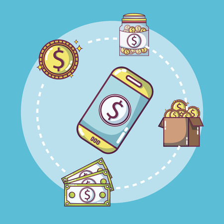 Money online with smartphone vector illustration graphic designのイラスト素材