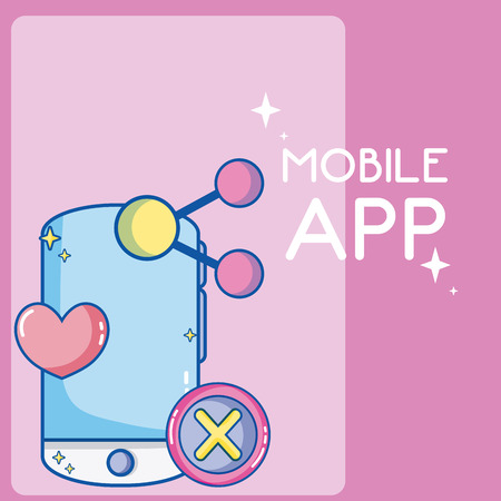 Mobile smartphone applications cartoon symbols vector illustration graphic designのイラスト素材