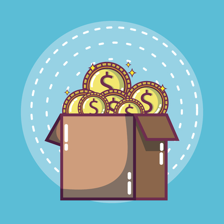 Money savings in cardboard box vector illustration graphic designのイラスト素材