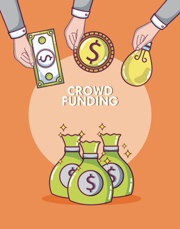 Crowdfunding donations and investment concept vector illustration graphic designのイラスト素材