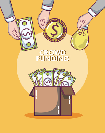 Crowdfunding donations and investment concept vector illustration graphic designのイラスト素材