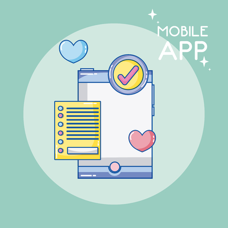 Mobile smartphone applications cartoon symbols vector illustration graphic designのイラスト素材