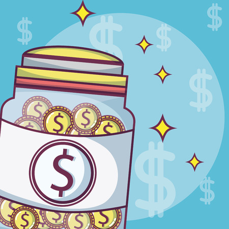 Money savings in glass bottle vector illustration graphic designのイラスト素材