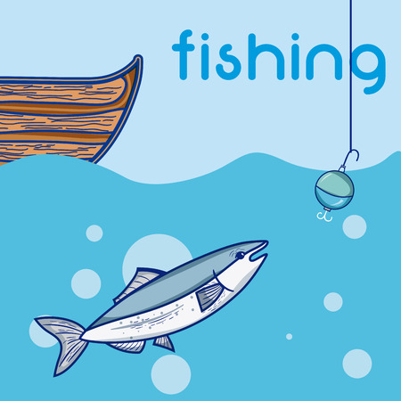 Fishing from boat with hook vector illustration graphic designのイラスト素材
