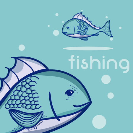 Fish in the water cartoon vector illustration graphic designのイラスト素材