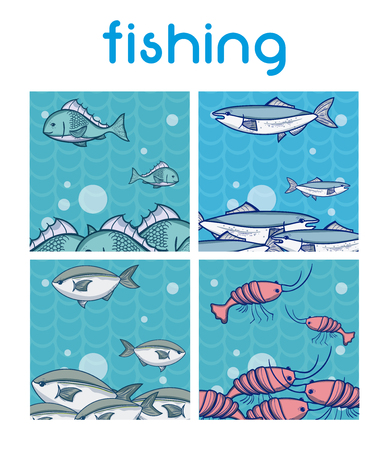 Set of fishing sport cartoons vector illustration graphic designのイラスト素材