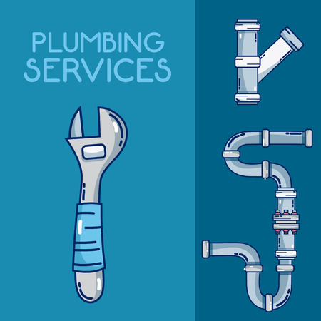 Plumbing service concept tools vector illustration graphic designのイラスト素材