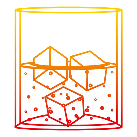 degraded line vodka glass beverage with cubes ice vector illustrationのイラスト素材