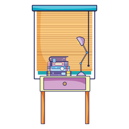 books in the interior table end and lamp vector illustrationのイラスト素材