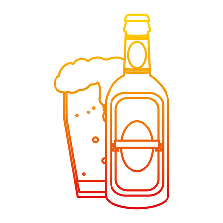degraded line liquor schnapps bottle and beer glass vector illustrationのイラスト素材