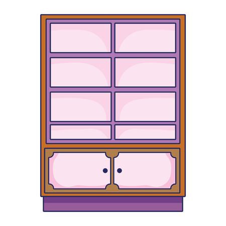 wood bookcase interior object design vector illustrationのイラスト素材
