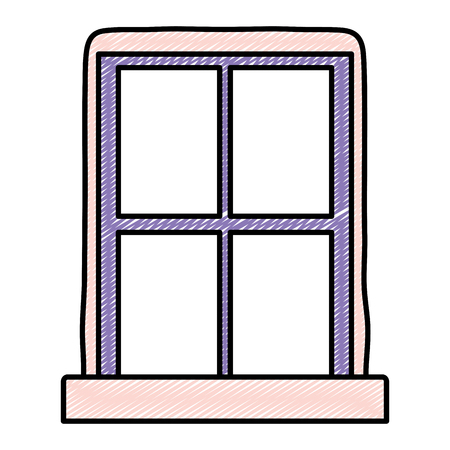 doodle glass window home modern design vector illustrationのイラスト素材