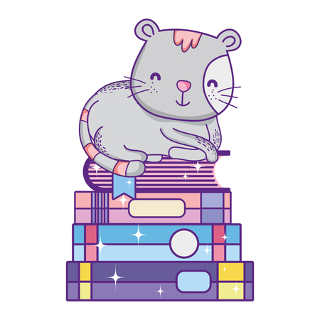 cute cat animal in the education books vector illustrationのイラスト素材